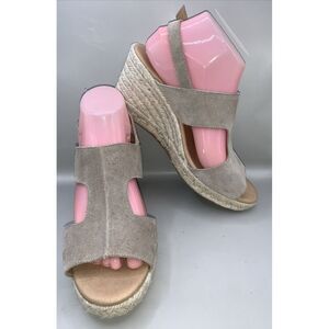 Paseart Espadrilles Wedge Sandals Women's Size EU 40‎ Tan Suede Open Toe Buckle